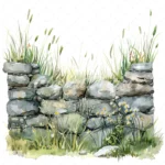 19 High-Quality Stone Walls Clipart - Stone walls meadows digital watercolor JPG instant download for commercial use - Digital download