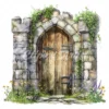 20 High-Quality Castle Entrance Clipart - Castle entrance digital watercolor JPG instant download for commercial use - Digital download
