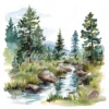 19 High-Quality Crystalline Stream Clipart - Crystalline digital watercolor JPG instant download for commercial use - Digital download