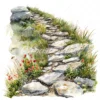 20 High-Quality Rocky Path Clipart - Rocky path digital watercolor JPG instant download for commercial use - Digital download