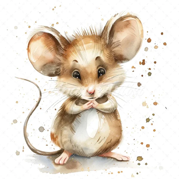 20 High-Quality Cute Mouse Clipart - Cute mouse digital watercolor JPG instant download for commercial use - Digital download