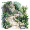 20 High-Quality Jungle Rocky Path Clipart - Jungle rocky path digital watercolor JPG instant download for commercial use - Digital download