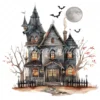 20 High-Quality Haunted House Clipart - Haunted house digital watercolor JPG instant download for commercial use - Digital download