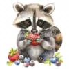 20 High-Quality Cute Fruit Raccoon Clipart - Fruit raccoon digital watercolor JPG instant download for commercial use - Digital download