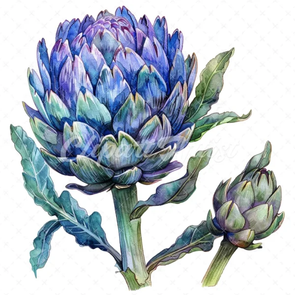 20 High-Quality Artichoke Clipart - Artichoke flower digital watercolor JPG instant download for commercial use - Digital download
