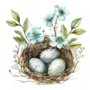 20 High-Quality Floral Bird Nest Clipart - Floral bird nest digital watercolor JPG instant download for commercial use - Digital download