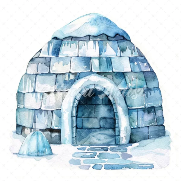 20 High-Quality Igloo Clipart - Snow igloo watercolor JPG instant download for commercial use - Digital download