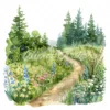 18 High-Quality Spring Meadow Trail Clipart - Spring meadow trail watercolor JPG instant download for commercial use - Digital download