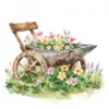 20 High-Quality Rustic Wheelbarrow Clipart - Wheelbarrow digital watercolor JPG instant download for commercial use - Digital download