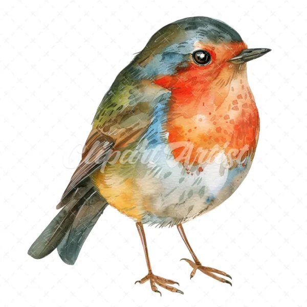 20 High-Quality Quirky Robin Clipart - Quirky robin bird digital watercolor JPG instant download for commercial use - Digital download