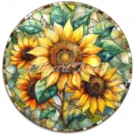 20 High-Quality Stained Glass Sunflowers Clipart - Sunflowers digital watercolor JPG instant download for commercial use - Digital download
