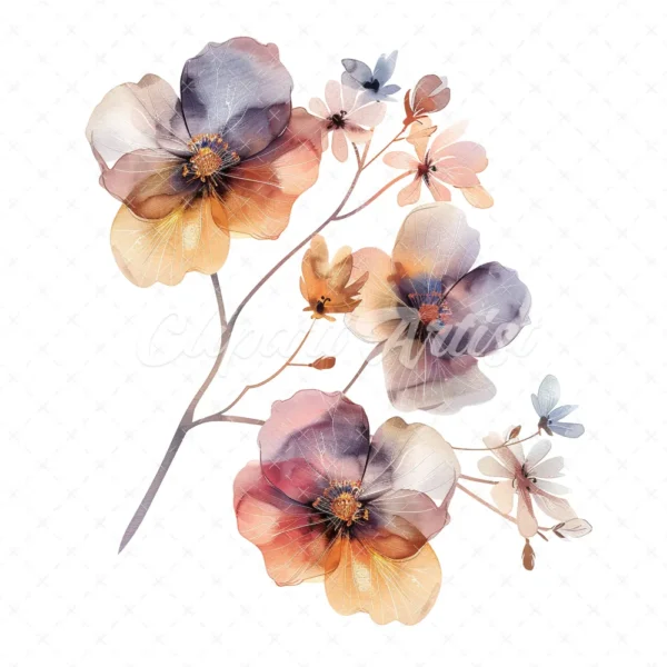 20 High-Quality Abstract Flower Clipart -Vivid abstract flower digital watercolor JPG instant download for commercial use - Digital download