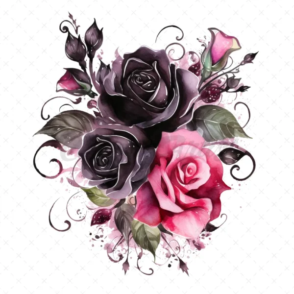 20 High-Quality Gothic Roses Boutique Clipart - Gothic roses digital watercolor JPG instant download for commercial use - Digital download