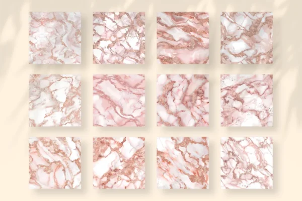 Rose Gold Marble Seamless Digital Paper - 69 Scrapbook patterns, Blush pink marble patterns, Marble foil, Commercial use, Digital download