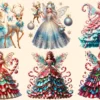 Christmas Fairies PNG Clipart Collection - 25 PNG, Festive fairy graphics png, Holiday magic illustrations, Commercial use, Digital download