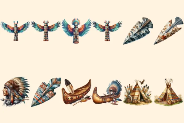 Native America (P-2) PNG Clipart Collection - 57 PNG, Cultural illustrations, Traditional graphics, Commercial use, Digital download