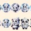 Girl Pandas PNG Clipart Collection - 50 PNG, Charming panda illustrations, Sweet panda printable art, Commercial use, Digital download