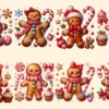 Gingerbread Man PNG Clipart Collection - 40 PNG, Holiday cookie illustrations, Festive printable art, Commercial use, Digital download