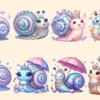Jewelry Snails (P-2) PNG Clipart Collection - 36 PNG, Charming snail graphics, Jewel inspired printables, Commercial use, Digital download
