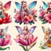Floral Fairies PNG Clipart Collection - 30 PNG, Magical fairy graphics, Floral themed printables, Commercial use, Digital download