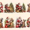 Santa Claus PNG Clipart Collection - 42 PNG, Christmas santa illustrations, Festive printables, Commercial use, Digital download