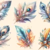 Feathers PNG Clipart Collection - 31 PNG, Artistic feather illustrations, Elegant printables, Commercial use, Digital download