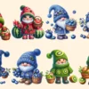 Fruit Gnomes PNG Clipart Collection - 35 PNG, Cute fruit gnome graphics, Charming gnome printables, Commercial use, Digital download