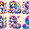 Unicorns (P-2) PNG Clipart Collection - 25 PNG, Whimsical unicorn graphics, Fairytale inspired printables, Commercial use, Digital download