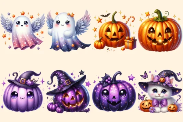 Halloween (P-2) PNG Clipart Collection - 38 PNG, Adorable halloween fun art, Trick or treat graphics, Commercial use, Digital download