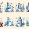 Blue Snowman PNG Clipart Collection - 38 PNG, Winter snowman graphics, Festive printable designs, Commercial use, Digital download
