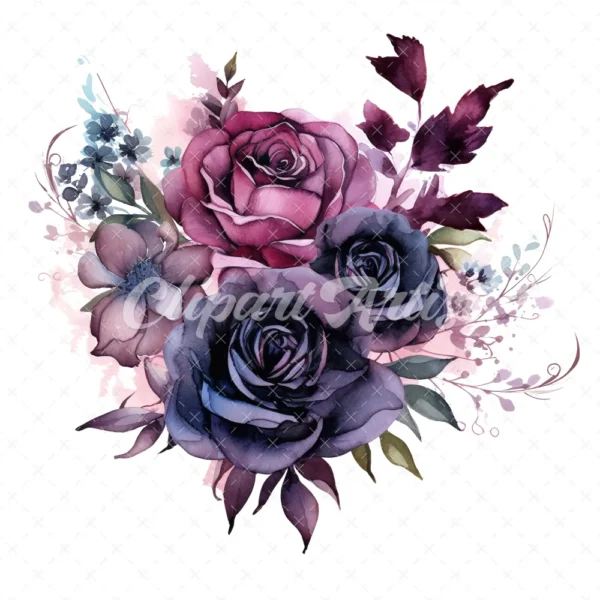 18 High-Quality Gothic Flower Clipart - Gothic flower digital watercolor JPG instant download for commercial use - Digital download