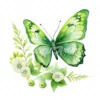 20 High-Quality Green Floral Butterfly Clipart - Butterfly digital watercolor JPG instant download for commercial use - Digital download