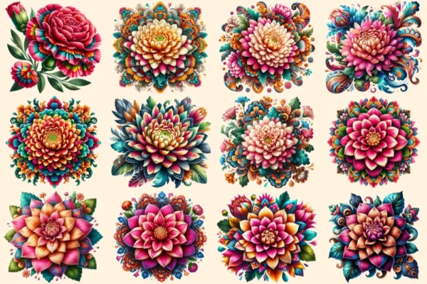 Mexican Flowers PNG Clipart Collection - 58 PNG, Cultural themed illustration, Colorful floral art, Commercial use, Digital download