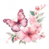 20 High-Quality Pink Floral Butterfly Clipart - Pink butterfly digital watercolor JPG instant download for commercial use - Digital download