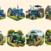Farm Tractors PNG Clipart Collection - 37 PNG, Farm tractor illustrations, Rural agriculture art, Commercial use, Digital download