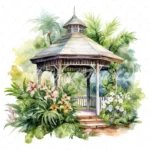 20 High-Quality Garden Gazebos Clipart - Garden gazebos digital watercolor JPG instant download for commercial use - Digital download