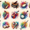 Musical Instruments PNG Clipart Collection - 65 PNG, Colorful music graphics, Instrument printables, Commercial use, Digital download