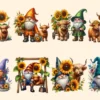 Gnomes With Cows PNG Clipart Collection - 40 PNG, Quirky gnome and cow graphics, Farmhouse prints, Commercial use, Digital download