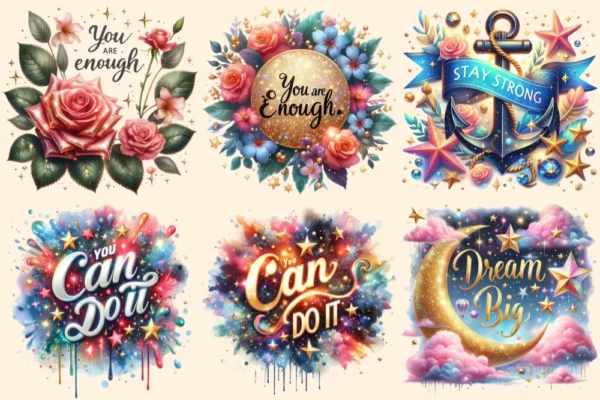 Inspirational Quotes PNG Clipart Collection - 28 PNG, Uplifting graphics, Inspirational quotes art, Commercial use, Digital download