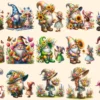 Spring Gnomes PNG Clipart Collection - 68 PNG, Wildflower gnome graphics, Spring garden printables, Commercial use, Digital download