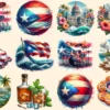 Puerto Rico PNG Clipart Collection - 58 PNG, Tropical travel illustrations, Puerto rico island prints, Commercial use, Digital download