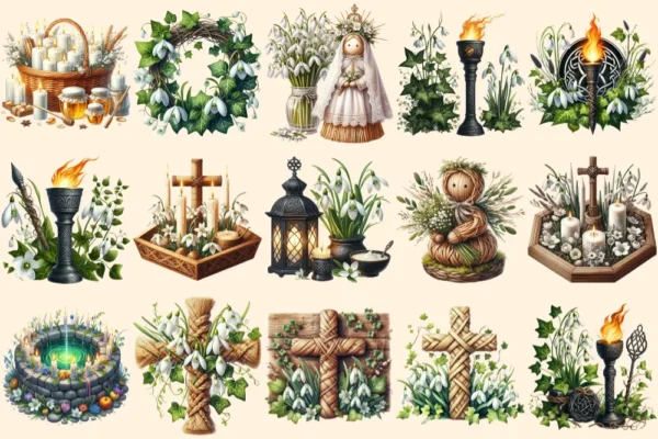 Imbolc Celebrations PNG Clipart Collection - 74 PNG, Seasonal celebration graphics, Pagan printables, Commercial use, Digital download
