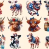 4th of July Cows PNG Clipart Collection - 55 PNG, American pride calf graphics, Cow printables, Commercial use, Digital download