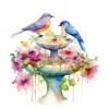 20 High-Quality Floral Birdbath Clipart - Floral birdbath digital watercolor JPG instant download for commercial use - Digital download