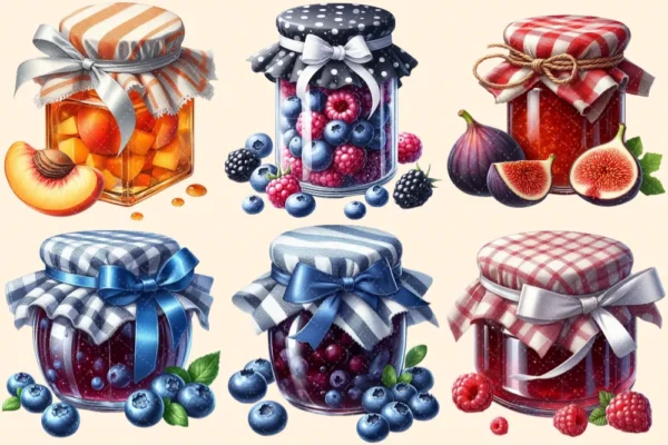 Jam Jars PNG Clipart Collection - 26 PNG, Sugary dessert jar graphics, Preserved sweets printables, Commercial use, Digital download