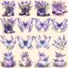 Lavenders Watercolor Clipart Bundle - 160+ transparent PNG, PNG of Tranquil summer lavender joy, Lavenders Commercial use, Digital download