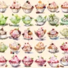 Ice Cream Watercolor Clipart Bundle - 260+ transparent PNG, Savory tasty desserts, Beach dessert, Sweets Commercial use, Digital download