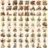 Victorian Bunnies Clipart Bundle - 750+ transparent PNG, Vintage rabbit clipart, Medieval antique graphics, Commercial use, Digital download