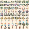 Travel Watercolor Clipart Bundle - 730+ transparent PNG, Adventure, Wanderlust , Vacation holiday graphics, Commercial use, Digital download
