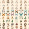 Boho Woodland Animals Watercolor Clipart Bundle - 586+ transparent PNG, Forest, Fox Bear Deer Owl Raccoon, Commercial use, Digital download
